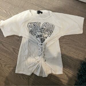 corset white graphic T-shirt